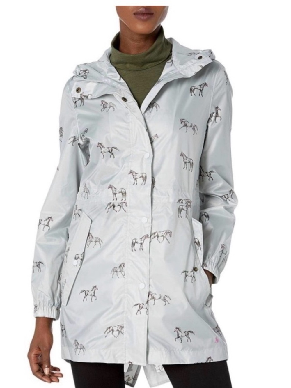 Joules Go Lightly Horse Print Rain Coat. Size 12